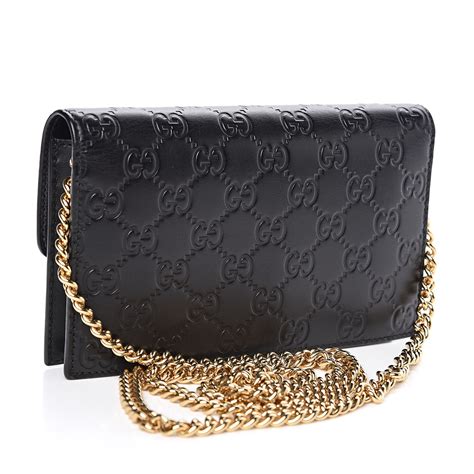 gucci chain wallet black|Gucci guccissima wallet on chain.